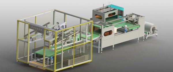 自动化枕芯缝制充绒缝口包装流水线