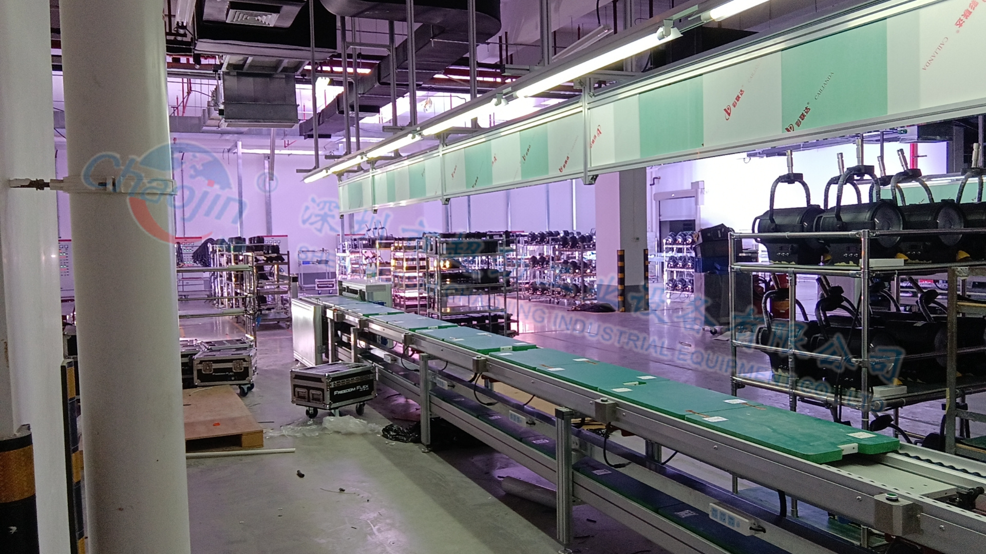 led舞台面光灯染色灯流水线 婚庆灯光舞台灯工装板测试线