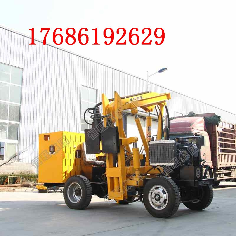 装载式护栏打桩机高速公路护栏打桩机铲车改装一体机钻孔打桩机