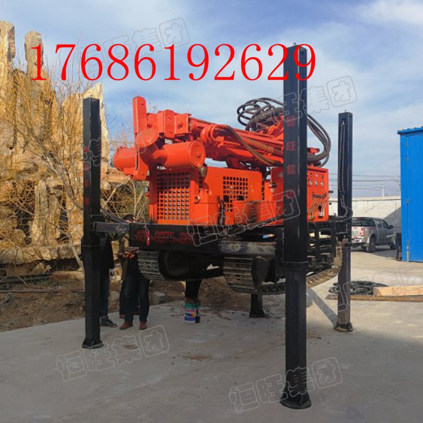 厂家供应230米履带型气动水井钻机中深孔风动潜孔钻机农用打井机
