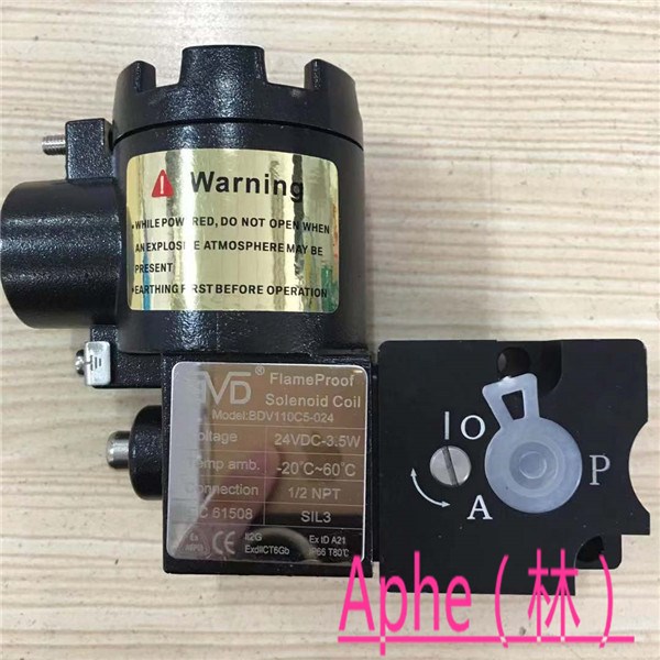 BDV110C5直动式电磁阀CT6隔爆铝制两位三通带SIL3