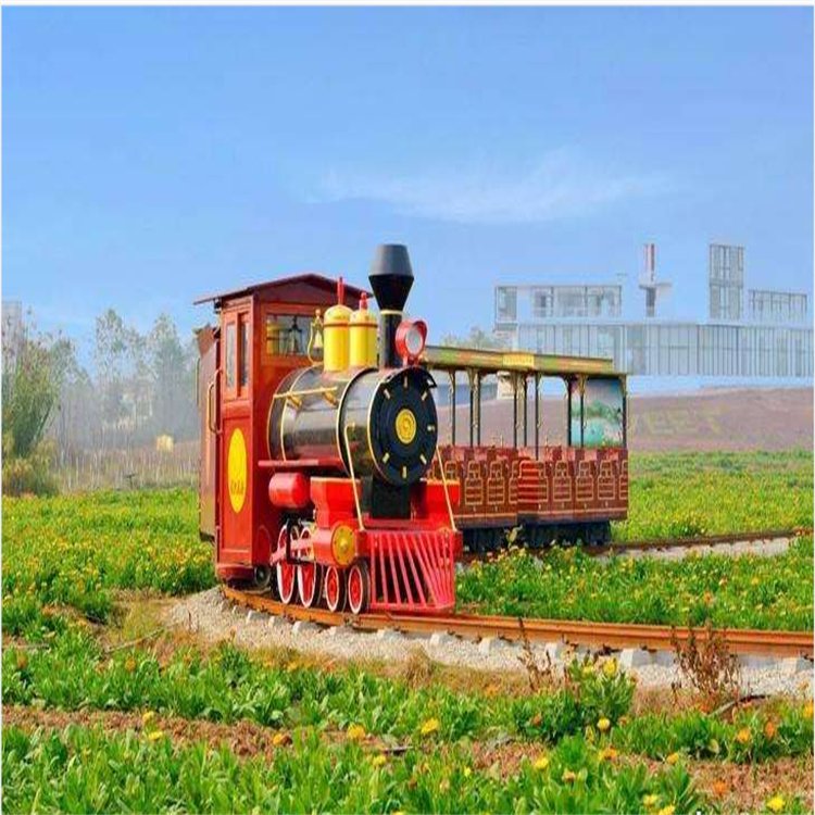 大型观光火车 燃油动力拖动多节车箱 景区游览乘坐多人