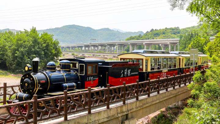 景区游玩观光代步车 电动轨道小火车 网红四季游乐设备 多人游玩项目
