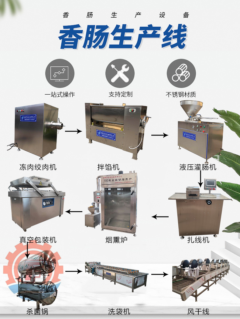 红肠设备 风干腊肠生产线 香肠流水线 肠制作机器
