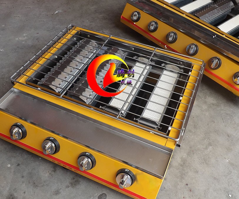 大六头加宽煤气烧烤炉,多功能烤扇贝烤海鲜烤生蚝烧烤机