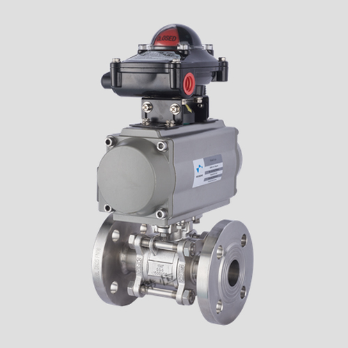 不锈钢气动信号反馈器三片式法兰球阀