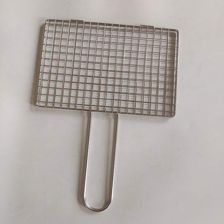 不锈钢烧烤网夹带把手 蔬菜夹板烤肉网夹 圆形长方形可定做