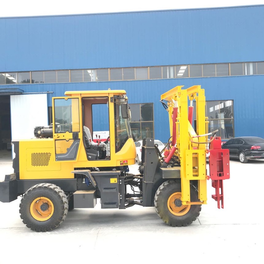 乡道公路设施安装钻机 护栏打桩机 县道路面桩护栏打桩机