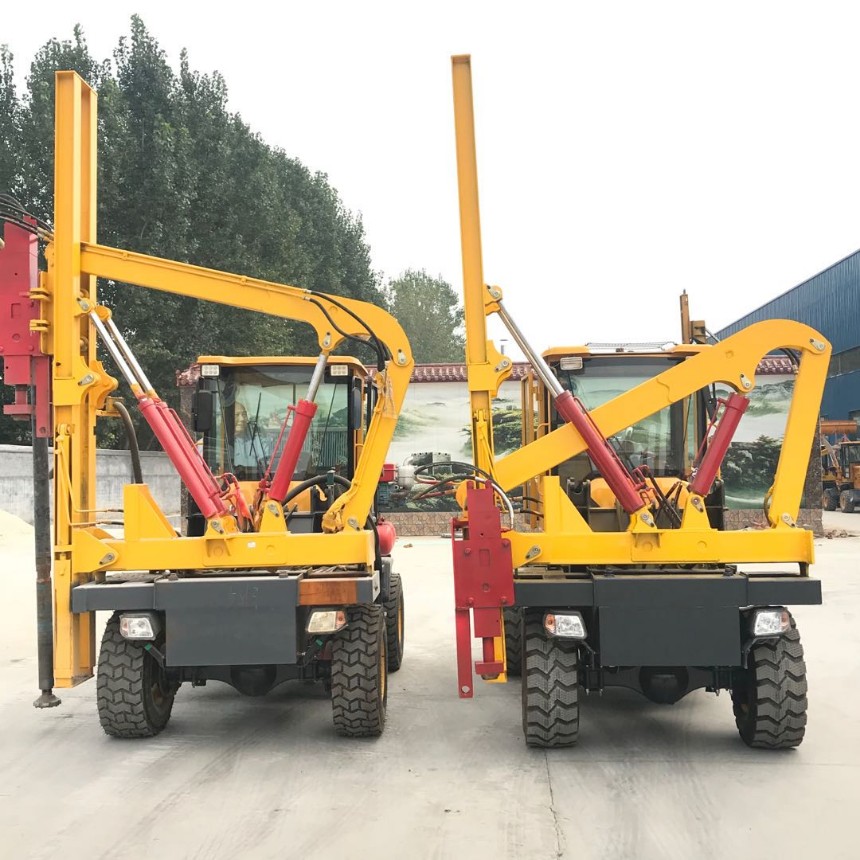 各地公路护栏打孔机 护栏打桩机 省级抢修路护栏打桩机