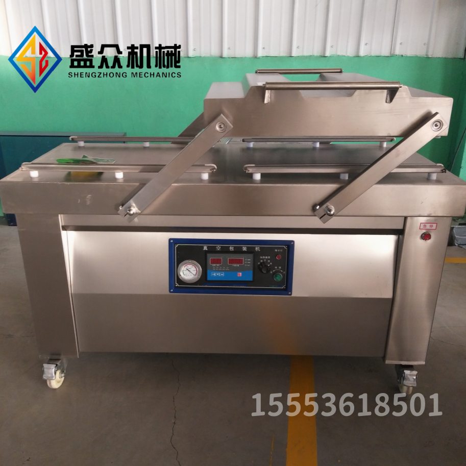 广式腊肠真空包装机 海鲜酱料包双室真空包装机 牛肉干真空封口机